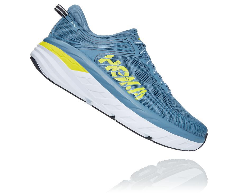 Hoka One One Running Shoes Mens Blue - Bondi 7 - 97164VOYG